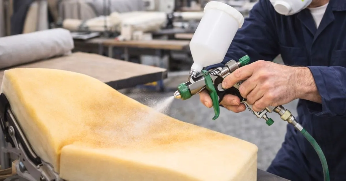 Usos profesionales de la cola de contacto para pistola. Automoción, tapicería y más