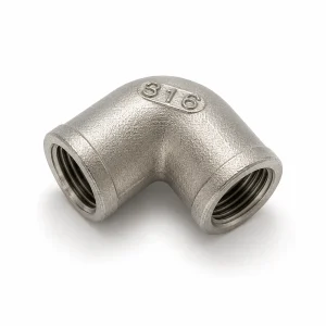 Adaptador hidráulico en codo de acero inoxidable