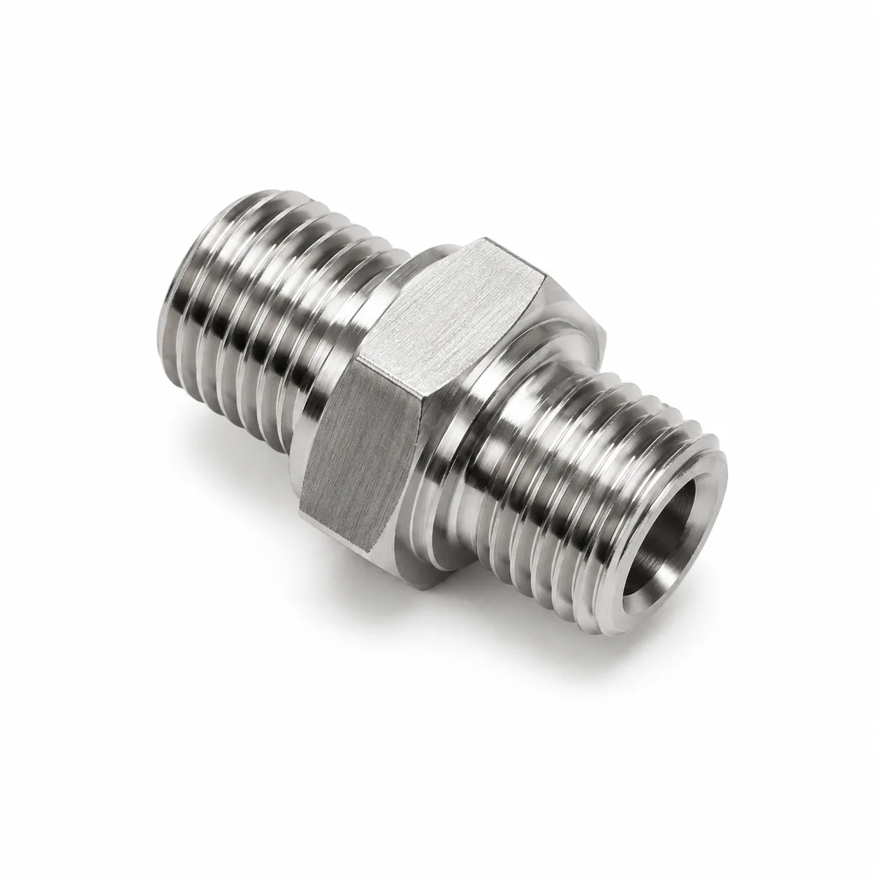 Adaptador hidráulico recto de acero inoxidable